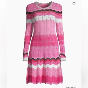 M Milly Knit Long-Sleeve Zigzag Dress